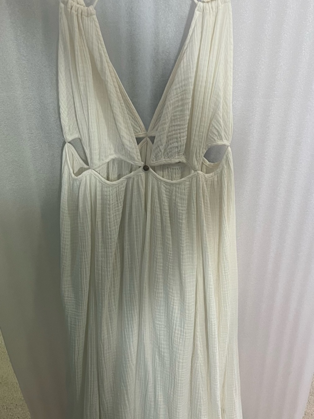 Anthropologie - White Cutout Maxi Dress with Strappy Back